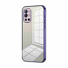 For OnePlus 9R Transparent Plating Fine Hole Phone Case(Purple) - 1