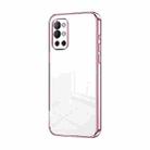 For OnePlus 9R Transparent Plating Fine Hole Phone Case(Pink) - 1