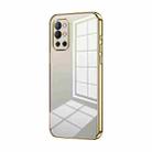 For OnePlus 9R Transparent Plating Fine Hole Phone Case(Gold) - 1