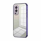 For OnePlus Nord 2 5G Transparent Plating Fine Hole Phone Case(Purple) - 1