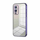 For OnePlus 9 Transparent Plating Fine Hole Phone Case(Purple) - 1