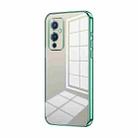 For OnePlus 9 Transparent Plating Fine Hole Phone Case(Green) - 1