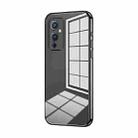 For OnePlus 9 Transparent Plating Fine Hole Phone Case(Black) - 1