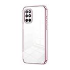 For OnePlus 8T Transparent Plating Fine Hole Phone Case(Pink) - 1