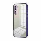 For OnePlus Nord Transparent Plating Fine Hole Phone Case(Purple) - 1