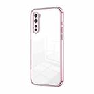 For OnePlus Nord Transparent Plating Fine Hole Phone Case(Pink) - 1