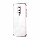 For OnePlus 8 Transparent Plating Fine Hole Phone Case(Pink) - 1