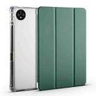 For Huawei MatePad Pro 11 2024 3-fold Clear TPU Leather Tablet Case with Pen Slot(Green) - 1