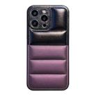 For iPhone 15 Pro Max Color Block Down Jacket Phone Case(Black Purple) - 1