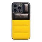 For iPhone 15 Pro Color Block Down Jacket Phone Case(Black Yellow) - 1