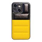 For iPhone 15 Color Block Down Jacket Phone Case(Black Yellow) - 1