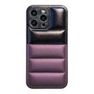 For iPhone 14 Pro Max Color Block Down Jacket Phone Case(Black Purple) - 1