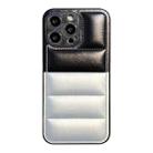 For iPhone 13 Pro Max Color Block Down Jacket Phone Case(Black Silver) - 1