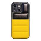 For iPhone 13 Color Block Down Jacket Phone Case(Black Yellow) - 1