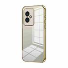 For Honor 100 Transparent Plating Fine Hole Phone Case(Gold) - 1