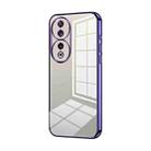 For Honor 90 Transparent Plating Fine Hole Phone Case(Purple) - 1