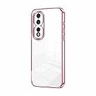 For Honor 80 Pro Transparent Plating Fine Hole Phone Case(Pink) - 1