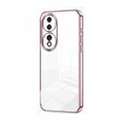 For Honor 70 Transparent Plating Fine Hole Phone Case(Pink) - 1