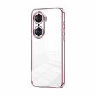 For Honor 60 Pro Transparent Plating Fine Hole Phone Case(Pink) - 1