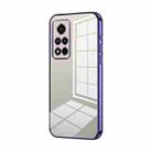 For Honor V40 Transparent Plating Fine Hole Phone Case(Purple) - 1