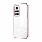 For Honor V40 Transparent Plating Fine Hole Phone Case(Pink) - 1