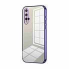 For Honor 20 / 20S / nova 5T Transparent Plating Fine Hole Phone Case(Purple) - 1