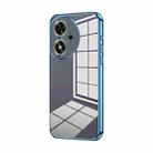 For Honor Play 50 Transparent Plating Fine Hole Phone Case(Blue) - 1