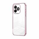 For Honor X60i Transparent Plating Fine Hole Phone Case(Pink) - 1