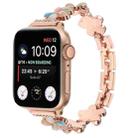 For Apple Watch Series 9 45mm 5-petaled Flower Zinc Alloy Chain Watch Band(Rose Gold Colorful) - 1