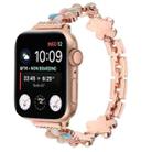 For Apple Watch Series 8 45mm 5-petaled Flower Zinc Alloy Chain Watch Band(Rose Gold Colorful) - 1