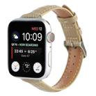 For Apple Watch Series 9 45mm Slim Crocodile Leather Watch Band(Khaki) - 1