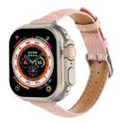 For Apple Watch Ultra 49mm Slim Crocodile Leather Watch Band(Pink) - 1