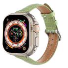 For Apple Watch Ultra 49mm Slim Crocodile Leather Watch Band(Light Green) - 1