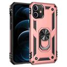 For iPhone 12 Pro Max Shockproof TPU + PC Protective Case with 360 Degree Rotating Holder(Rose Gold) - 1
