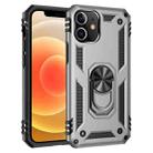 For iPhone 12 mini Shockproof TPU + PC Protective Case with 360 Degree Rotating Holder(Silver) - 1