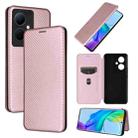 For vivo V29 Lite Carbon Fiber Texture Flip Leather Phone Case(Pink) - 1