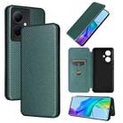 For vivo V29 Lite Carbon Fiber Texture Flip Leather Phone Case(Green) - 1