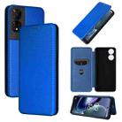 For TCL 50 5G Carbon Fiber Texture Flip Leather Phone Case(Blue) - 1