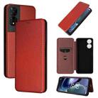 For TCL 50 5G Carbon Fiber Texture Flip Leather Phone Case(Brown) - 1