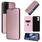 For TCL 50 5G Carbon Fiber Texture Flip Leather Phone Case(Pink) - 1