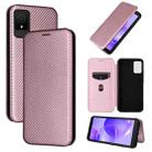 For TCL 502 Carbon Fiber Texture Flip Leather Phone Case(Pink) - 1