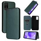 For TCL 502 Carbon Fiber Texture Flip Leather Phone Case(Green) - 1