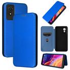 For TCL 501 Carbon Fiber Texture Flip Leather Phone Case(Blue) - 1