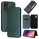 For TCL 501 Carbon Fiber Texture Flip Leather Phone Case(Green) - 1