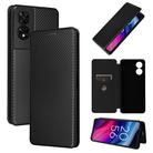 For TCL 505 Carbon Fiber Texture Flip Leather Phone Case(Black) - 1