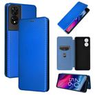 For TCL 505 Carbon Fiber Texture Flip Leather Phone Case(Blue) - 1