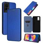 For TCL 50 LE 5G Carbon Fiber Texture Flip Leather Phone Case(Blue) - 1