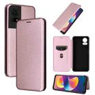 For TCL 50 LE 5G Carbon Fiber Texture Flip Leather Phone Case(Pink) - 1