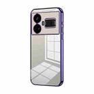 For Realme GT5 Transparent Plating Fine Hole Phone Case(Purple) - 1