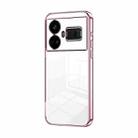 For Realme GT5 Transparent Plating Fine Hole Phone Case(Pink) - 1